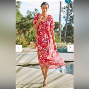 Sundry Floral Midi Dress, Size 1, Red and Purple, Excellent Condition!